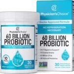 Physician's CHOICE Probiotics 60 Billion CFU - 10 Strains + Organic Prebiotics - Digestive & Gut Health - Supports Occasional Constipation, Diarrhea, Gas & Bloating - Probiotics For Women & Men - 30ct