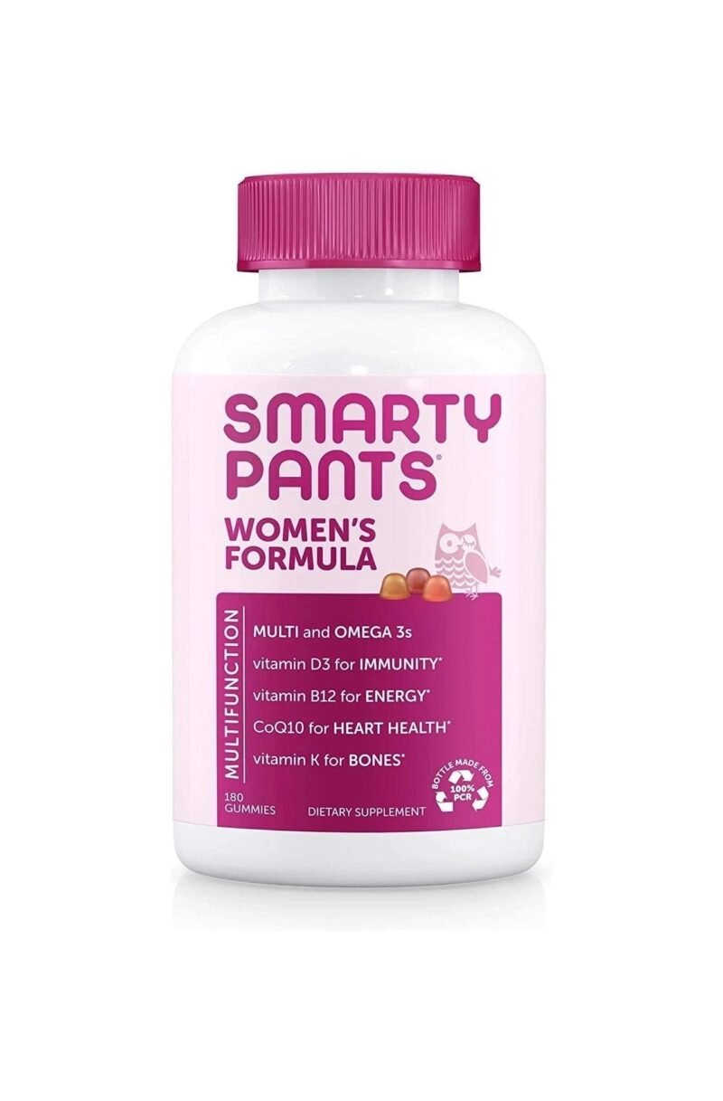 SmartyPants Women's Formula Gummy Vitamins: Gluten Free, Multivitamin, CoQ10, Folate (Methylfolate), Vitamin K2, Vitamin D3, Biotin, B12, Omega 3 DHA/EPA Fish Oil, 180 count (30 Day Supply)