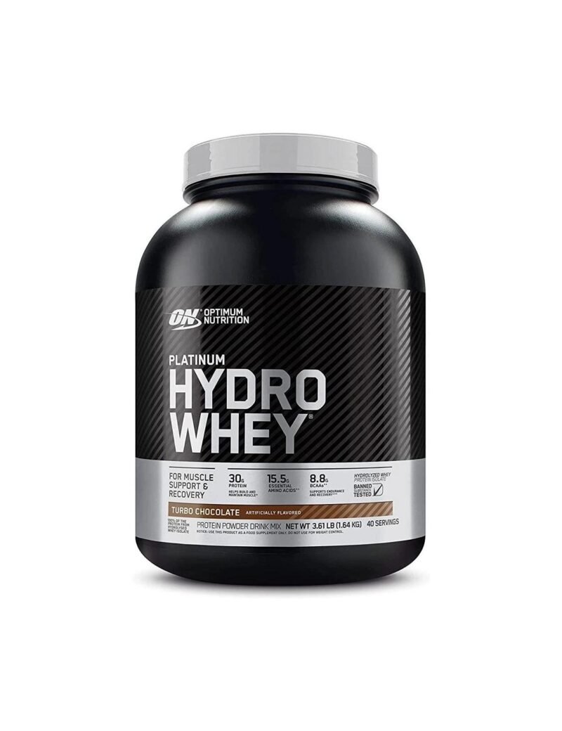 Optimum Nutrition Platinum Hydrowhey Protein Powder, 100% Hydrolyzed Whey Protein Isolate Powder, Flavor: Turbo Chocolate, 3.61 Pounds