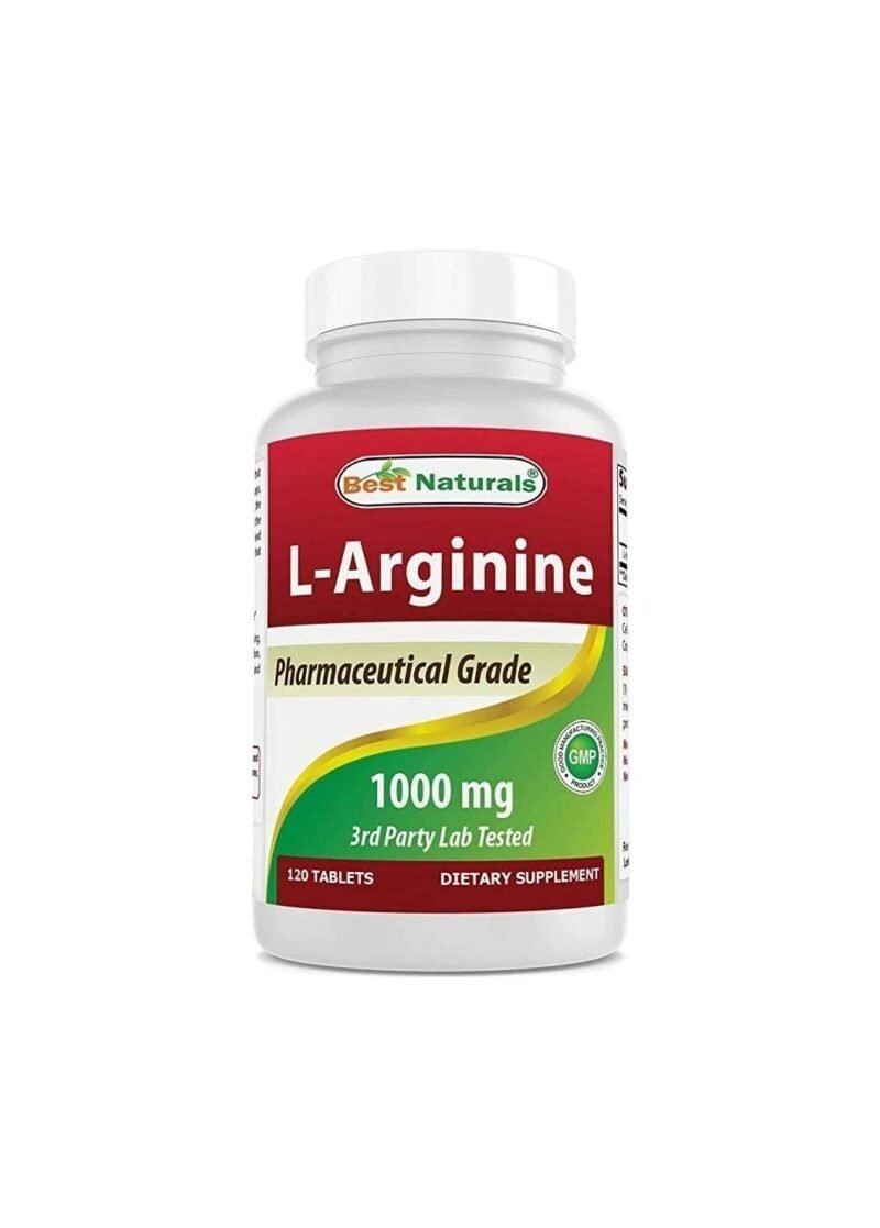 Best Naturals L-Arginine 1000 mg 120 Tablets - Pharmaceutical Grade L Arginine Supplement Promotes Nitric Oxide Synthesis