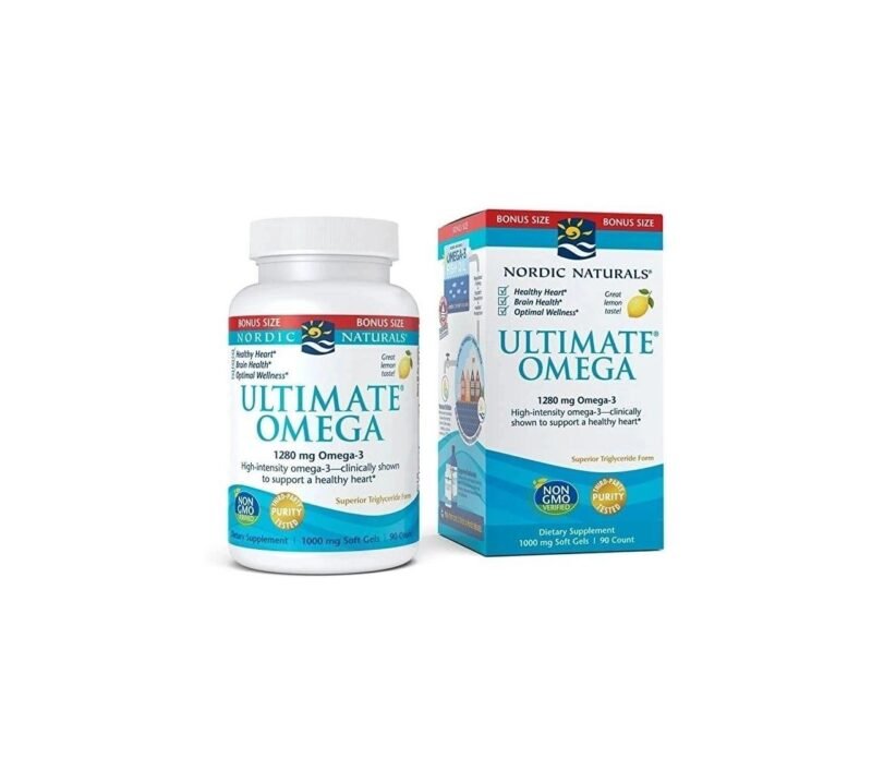 Nordic Naturals Ultimate Omega, Lemon Flavor - 1280 mg Omega-3-90 Soft Gels - High-Potency Omega-3 Fish Oil Supplement with EPA & DHA - Promotes Brain & Heart Health - Non-GMO - 45 Servings