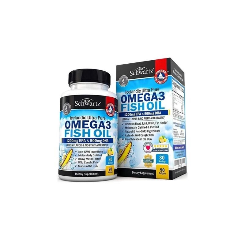 Fish Oil Omega 3 EPA & DHA 2250 mg - Burpless Lemon Flavor Triple Strength Supplement - Immune & Heart Support Fatty Acids Pills - Promotes Immunity, Joint, Eyes, Brain & Skin Health - Non GMO 90 Ct