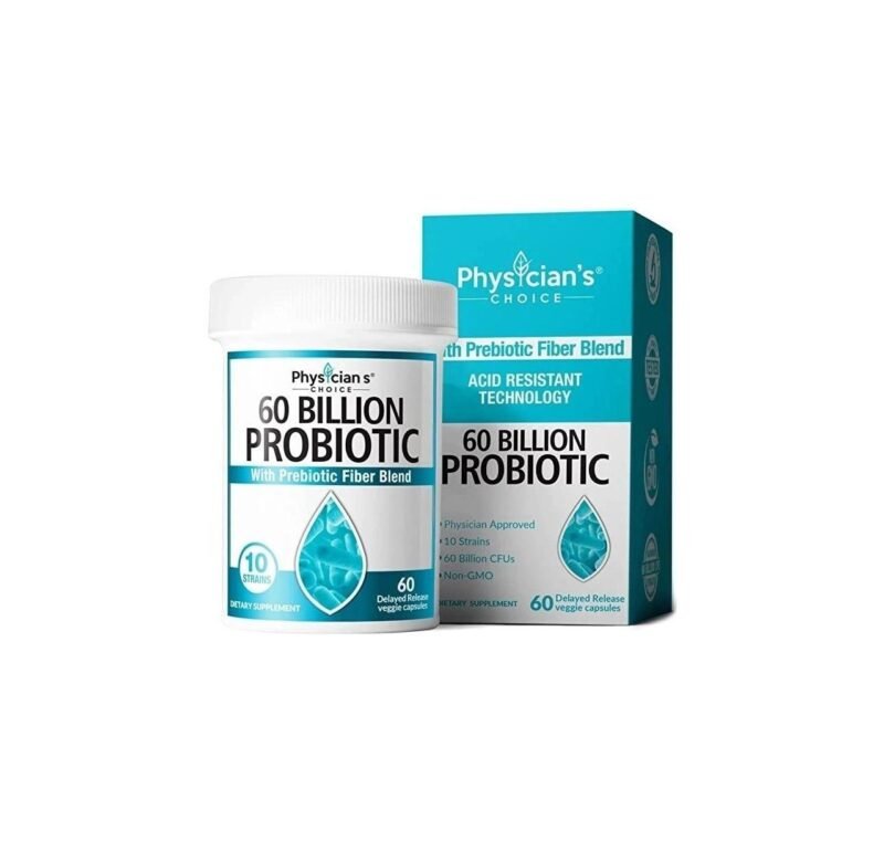 Probiotics 60 Billion CFU - Probiotics and Prebiotics for Women & Men - 2 Month Supply, Natural Shelf Stable Probiotic Supplement with Organic Prebiotic, Acidophilus Probiotic - 60 CT