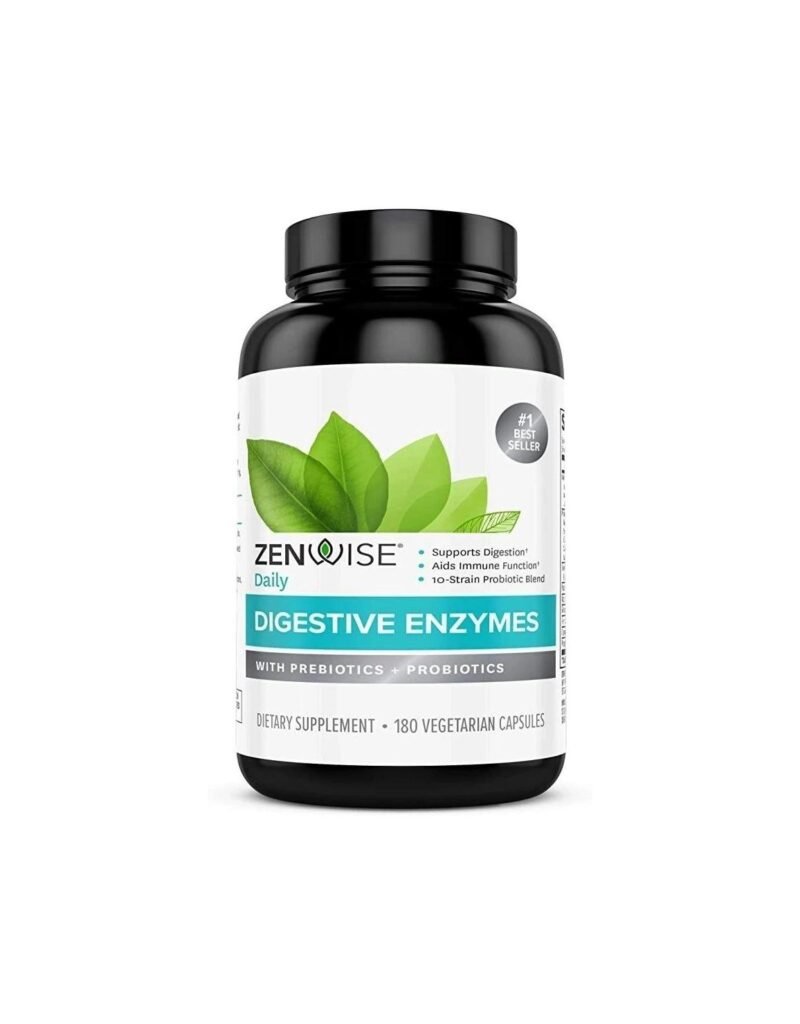 Zenwise Health Digestive Enzymes Plus Prebiotics & Probiotics Supplement, 180 Servings, Vegan Formula for Better Digestion & Lactose Absorption with Amylase & Bromelain, 2 Month Supply