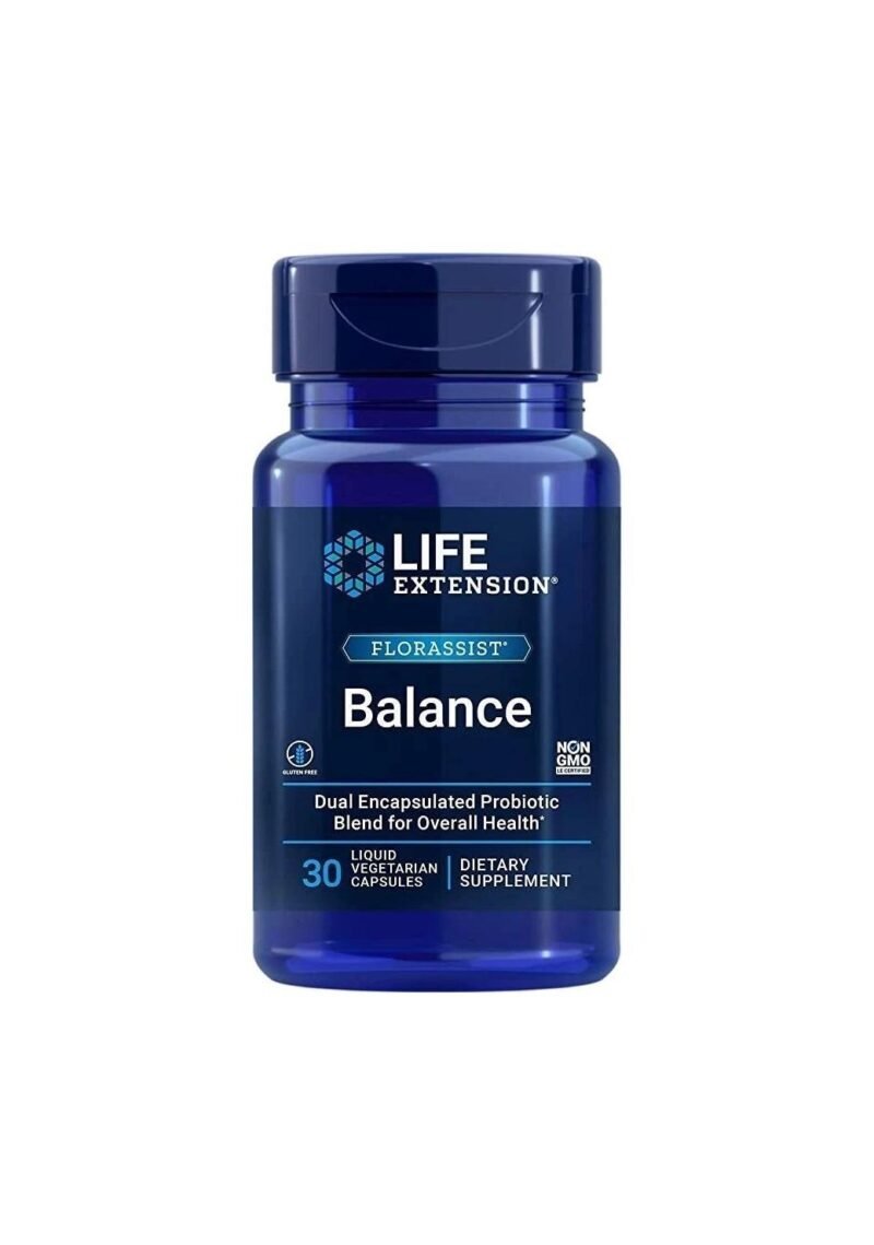 Life Extension FLORASSIST Balance Probiotic - 7 Strains 15 Billion CFUs - Promotes Digestive Health & Nutrient Absorption ? Non-GMO ? Vegetarian ? Dual-Encapsulated ? 30 Liquid Vegetarian Capsules