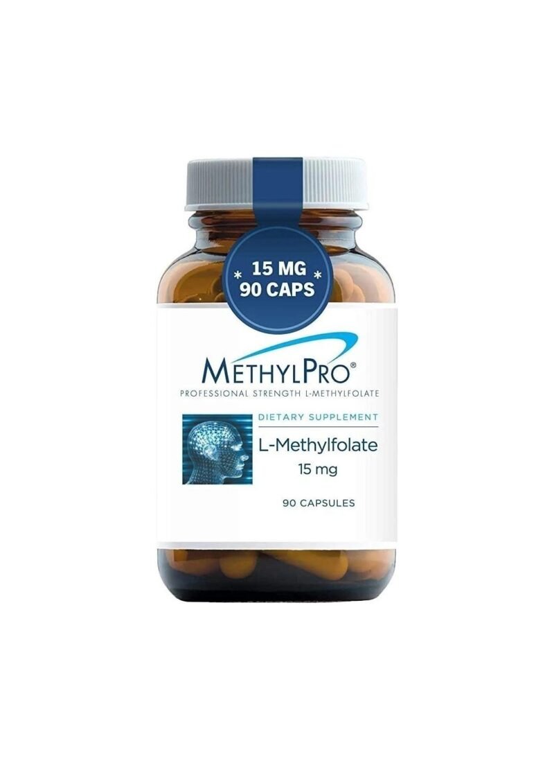 MethylPro 15mg L-Methylfolate (90 Capsules) - Professional Strength Active Methyl Folate, 5-MTHF Supplement for Mood, Homocysteine Methylation + Immune Support, Gluten-Free with No Fillers