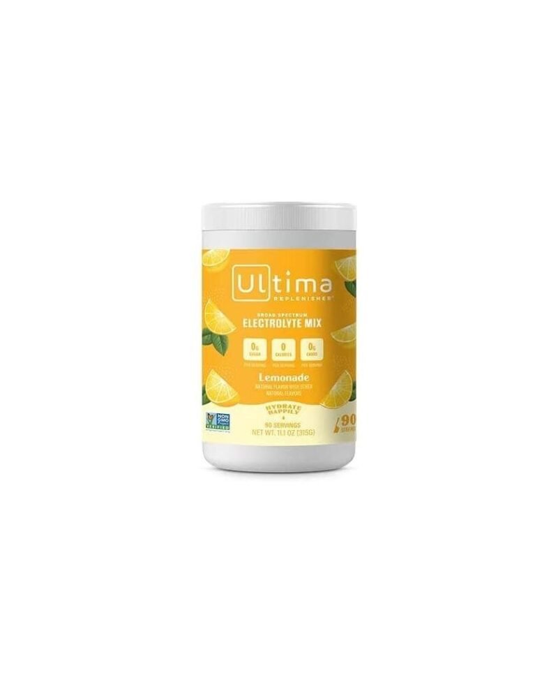 Ultima Hydrating Electrolyte Powder, Lemonade, 90 Servings, no Sugar, 0 Carbs or Calories, Keto, Gluten-Free, Paleo, Non-GMO, Vegan, with Magnesium, Potassium, Calcium, 11.1 Ounce (Pack of 1)