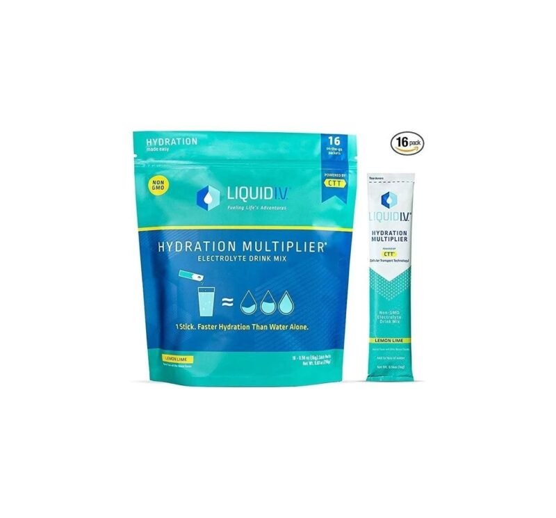 Liquid I.V. Hydration Multiplier, Electrolyte Drink Mix - 16 Packet Pouch - Lemon-Lime Citrus Flavor; Deliver Hydration to Your Bloodstream Faster and More Efficiently Than Water Alone