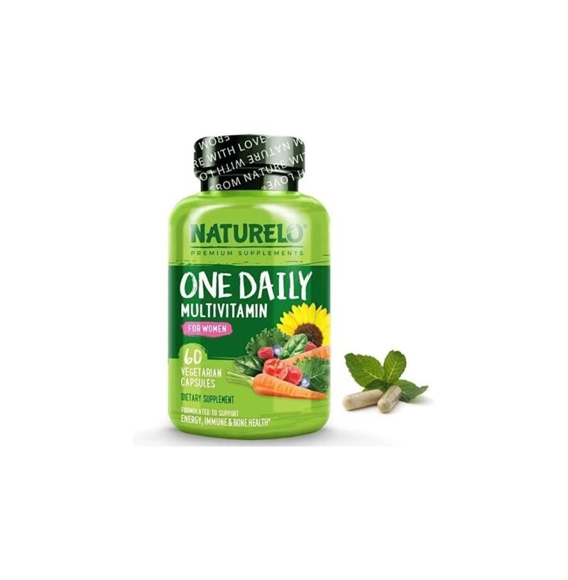 NATURELO One Daily Multivitamin for Women - Energy Support - Whole Food Supplement to Nourish Hair, Skin, Nails - Non-GMO - No Soy - Gluten Free - 60 Capsules - 2 Month Supply