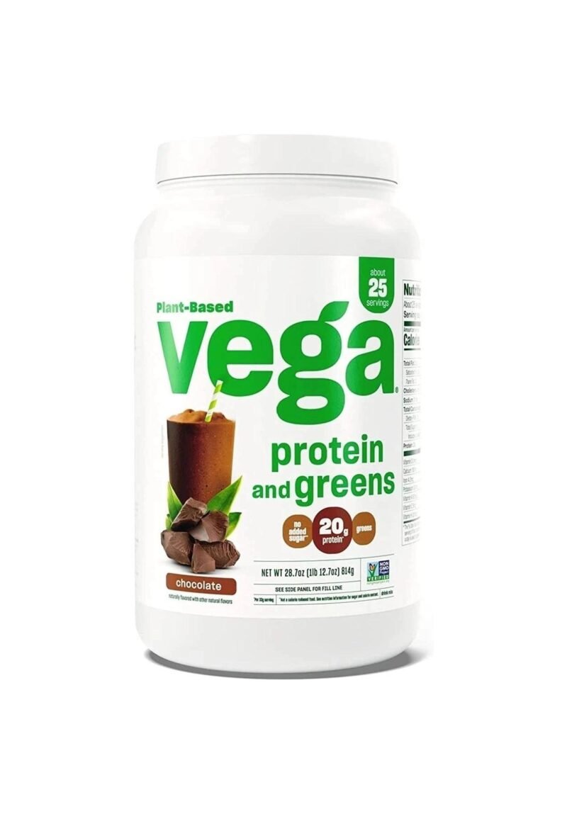 Vega Protein and Greens Vegan Protein Powder Chocolate (25 Servings) - 20g Plant Based Protein Plus Veggies, Vegan, Non GMO, Pea Protein for Women and Men, 1.8lb (Packaging May Vary)