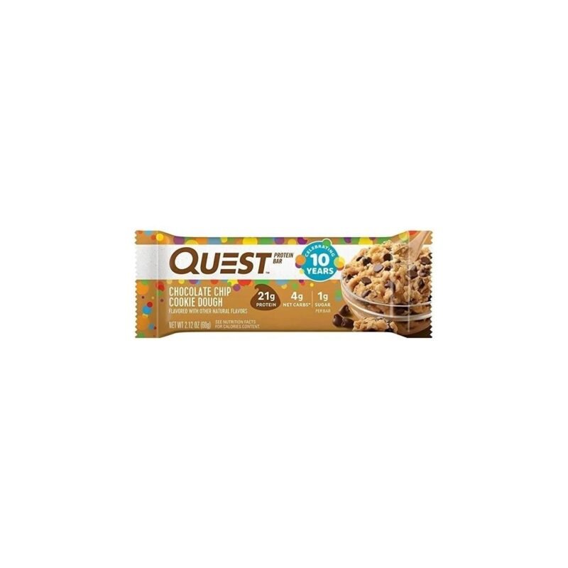 Quest Nutrition Chocolate Chip Cookie Dough Protein Bars, High Protein, Low Carb, Gluten Free, Keto Friendly, 12 Count