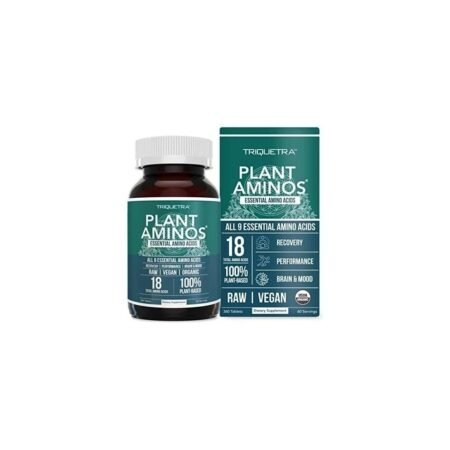 Plant Aminos Organic Essential Amino Acids (EAAs) & BCAA - 100% Plant-Based Raw, Vegan - All 9 Essential Amino Acids with 18 Total Amino Acids (360 Tablets)