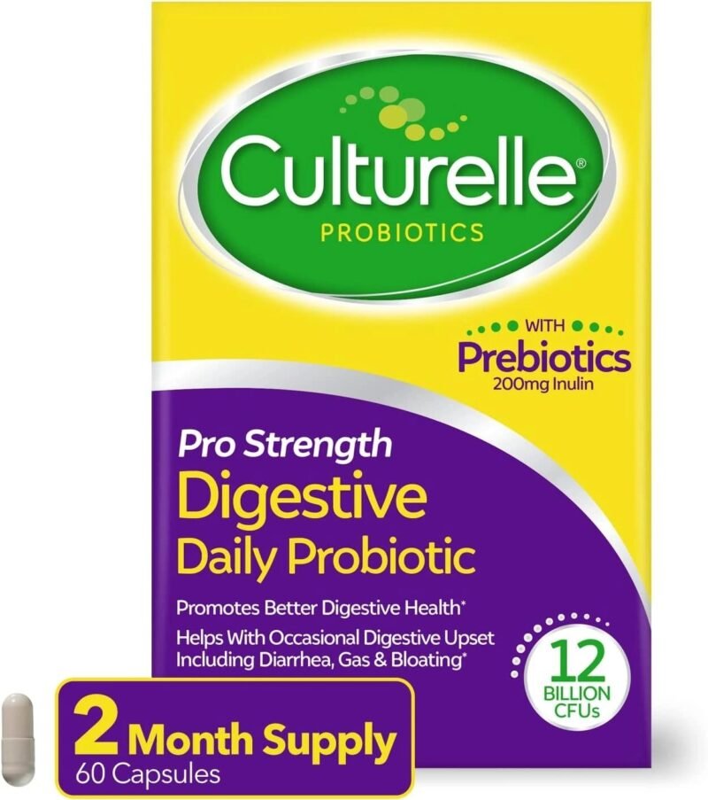 Culturelle Pro Strength Daily Probiotic, Digestive Health Capsules, Supports Occasional Diarrhea, Gas & Bloating, Gluten and Soy Free, 60 Count - Image 2