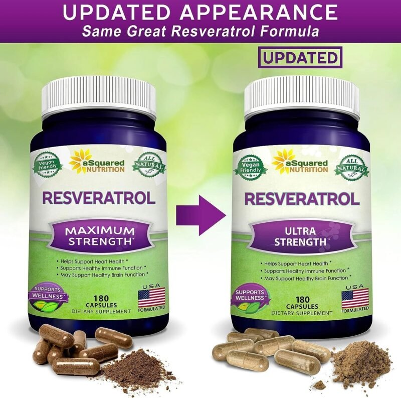 aSquared Nutrition 100% Natural Resveratrol - 1000mg Per Serving Max Strength (180 Capsules) Antioxidant Supplement, Trans-Resveratrol Pills for Heart Health & Pure, Trans Resveratrol & Polyphenols - Image 5