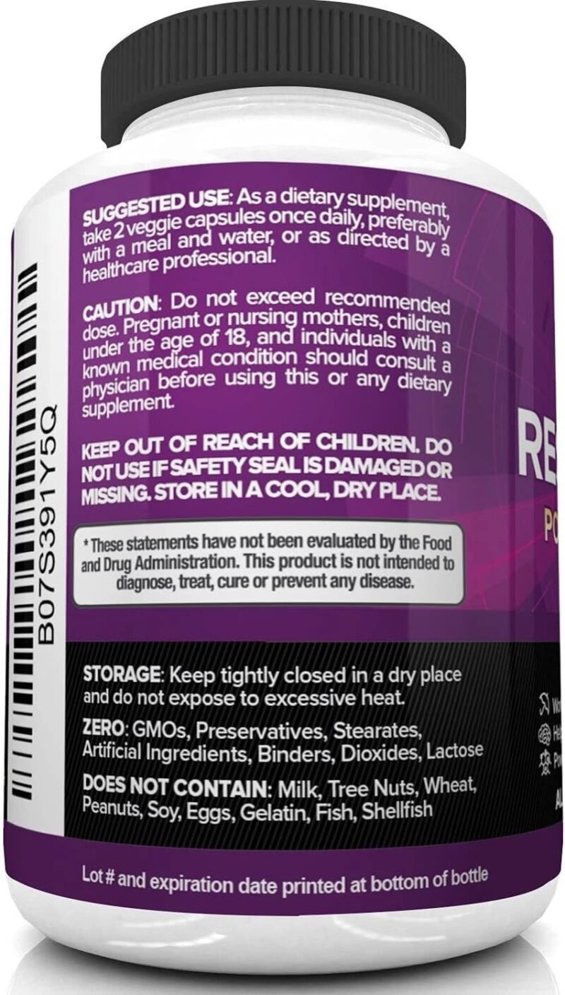 Nutrivein Resveratrol 1450mg - Antioxidant Supplement 120 Capsules ? Supports Healthy Aging and Promotes Immune, Brain Boost and Joint Support - Made with Trans-Resveratrol, Green Tea Leaf, Acai Berry - Image 3