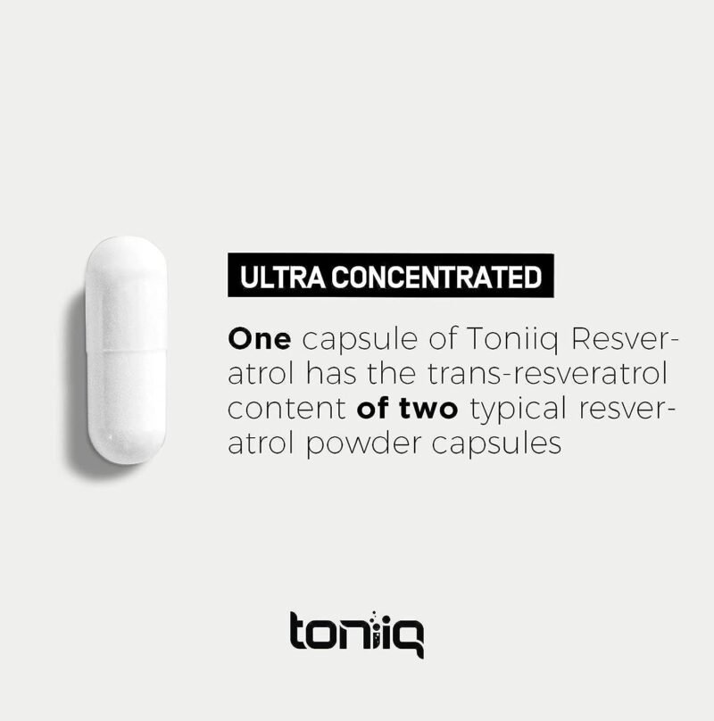 Toniiq Ultra High Purity Resveratrol Capsules - 98% Trans-Resveratrol - Highly Purified and Bioavailable - 60 Caps Reservatrol Supplement - Image 4