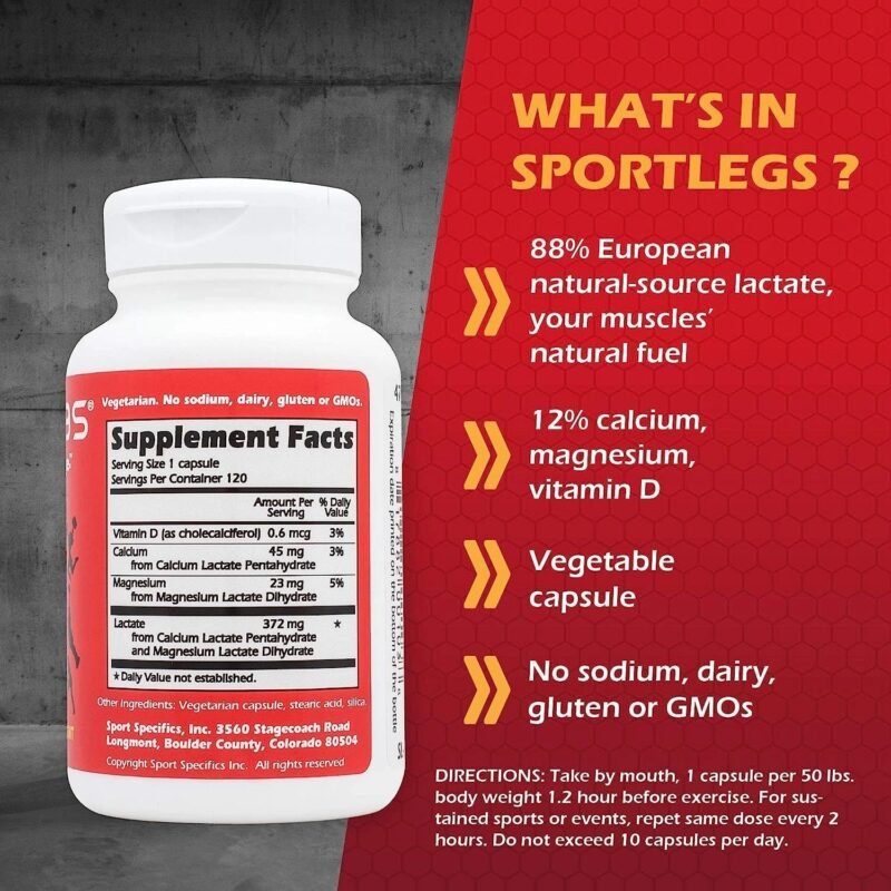 SPORTLEGS Fast Fitness Boost Pre-Workout Lactic Acid Supplement, 120-Capsule Bottle, Pack of 12 - Image 2