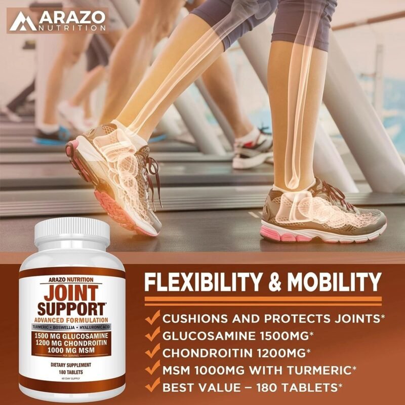 Glucosamine Chondroitin Turmeric Msm Boswellia - Joint Support Supplement for Relief 180 Tablets - Arazo Nutrition - Image 4