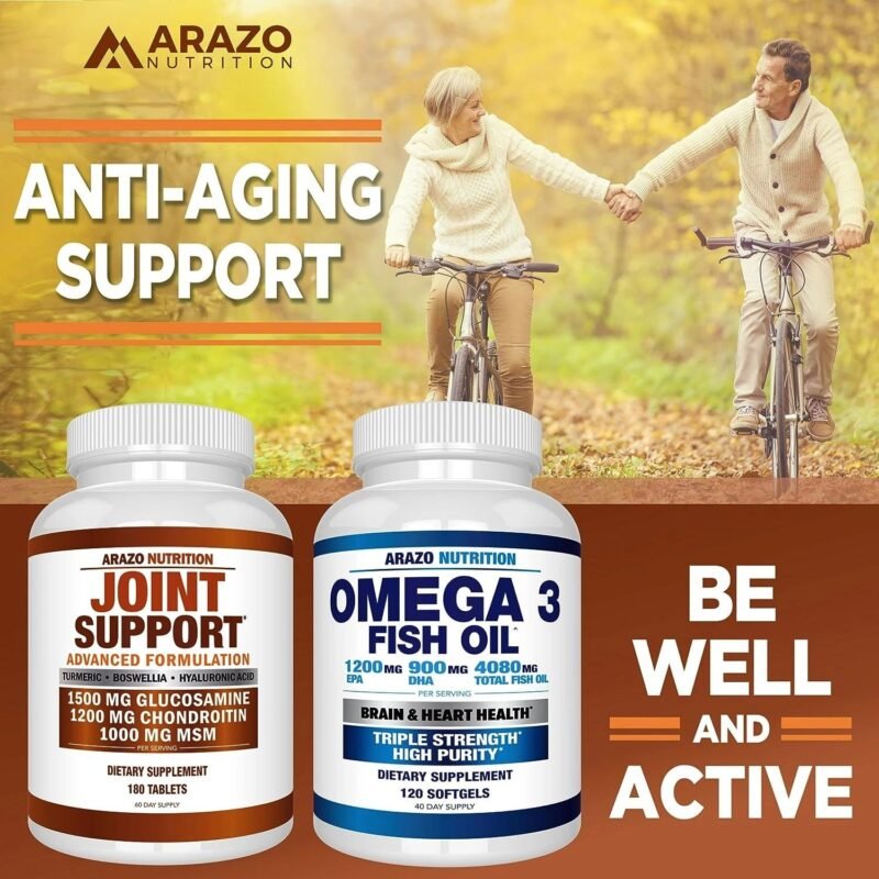 Glucosamine Chondroitin Turmeric Msm Boswellia - Joint Support Supplement for Relief 180 Tablets - Arazo Nutrition - Image 6