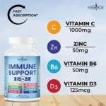 8 in 1 Immune Support Booster Supplement with Elderberry, Vitamin C and Zinc 50mg, Vitamin D 5000 IU, Turmeric Curcumin & Ginger, B6, Echinacea 120 Count (Pack of 2) - Image 3