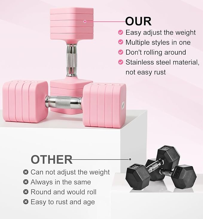 15LB 20LB 30LB 40LB 50LB Adjustable Dumbbell Set Free Weights Dumbbells Set for Women Men Hand Weights Sets Adjust Dumbbell Weight Sets for Home Gym Exercise Workout Strength Training Equipments - Image 4