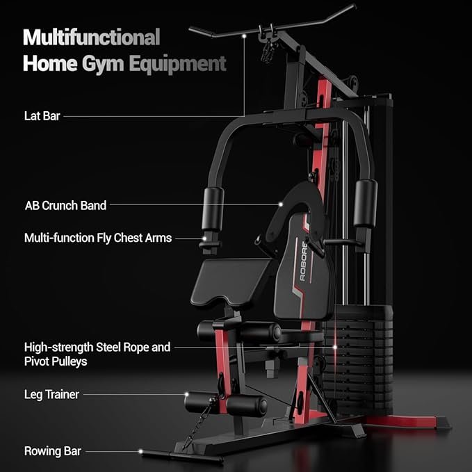 Home Gym System with 160LB Weight Stack, Multifunctional All-in-One Workout Station, Full Body Strength Training System - Image 4