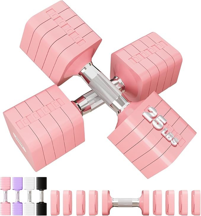 15LB 20LB 30LB 40LB 50LB Adjustable Dumbbell Set Free Weights Dumbbells Set for Women Men Hand Weights Sets Adjust Dumbbell Weight Sets for Home Gym Exercise Workout Strength Training Equipments