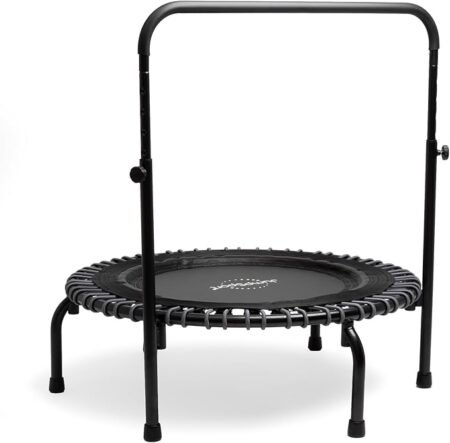 JumpSport 350 PRO Fitness Trampoline, Cardio Workout, No-Tip Arched Legs Home Gym Equipment, Adjustable Bungees & 60 Day Trial Video