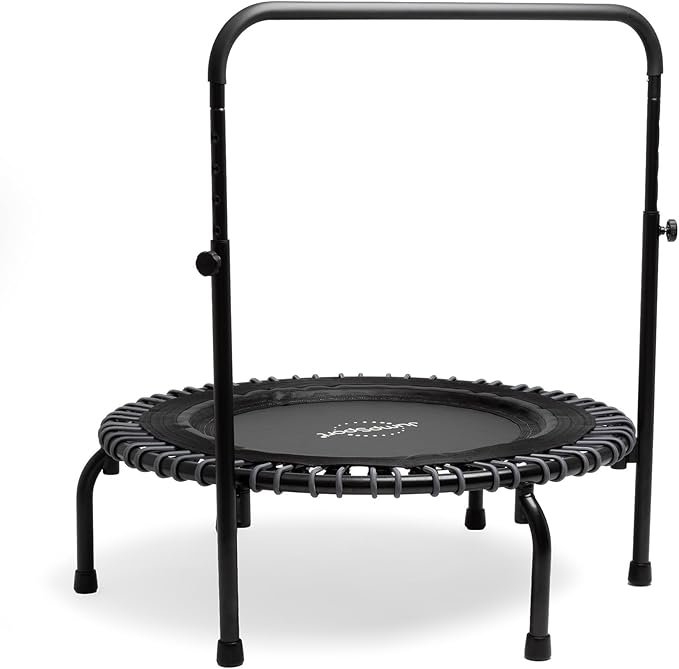 JumpSport 350 PRO Fitness Trampoline, Cardio Workout, No-Tip Arched Legs Home Gym Equipment, Adjustable Bungees & 60 Day Trial Video