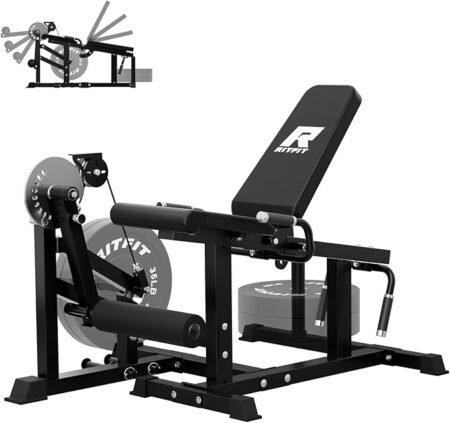 RITFIT Leg Extension and Curl Machine, 700LB Adjustable Leg Curl Machine, Seated Leg Extension and Lying Curl Machine for Home Gym, Leg Workout Equipment Compatible with 1'' and 2'' Plates
