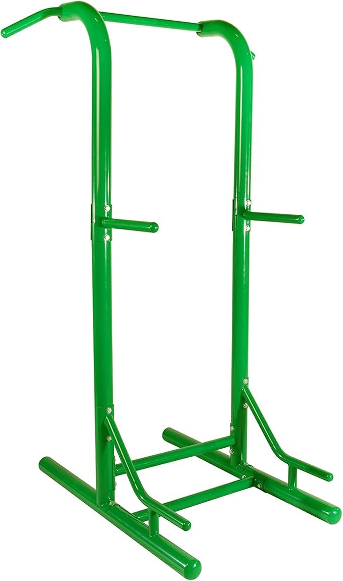 Stamina Pull Up Bar Tower & Dip Station, Free Standing Outdoor Home Gym Equipment, Green - Adjustable and Portable Workout Stand for Calisthenics Body Weight Training