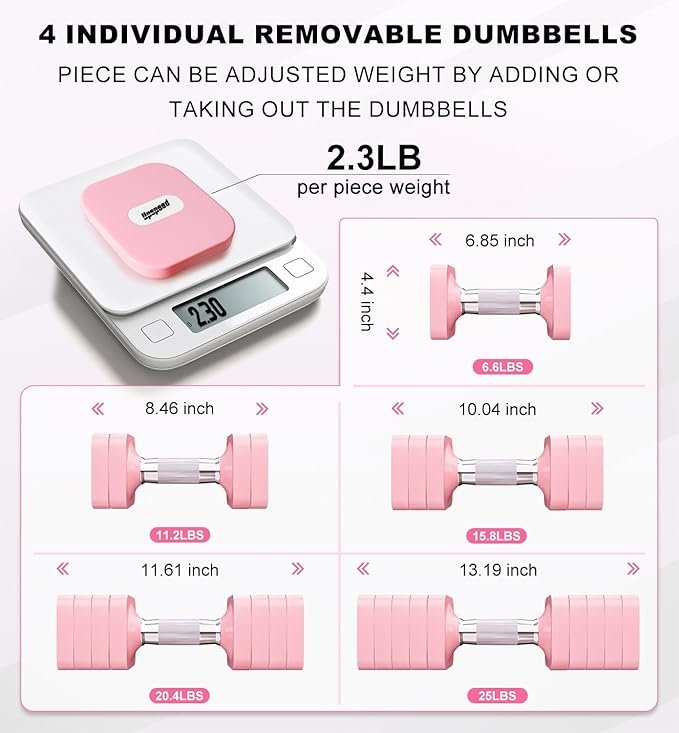 15LB 20LB 30LB 40LB 50LB Adjustable Dumbbell Set Free Weights Dumbbells Set for Women Men Hand Weights Sets Adjust Dumbbell Weight Sets for Home Gym Exercise Workout Strength Training Equipments - Image 5