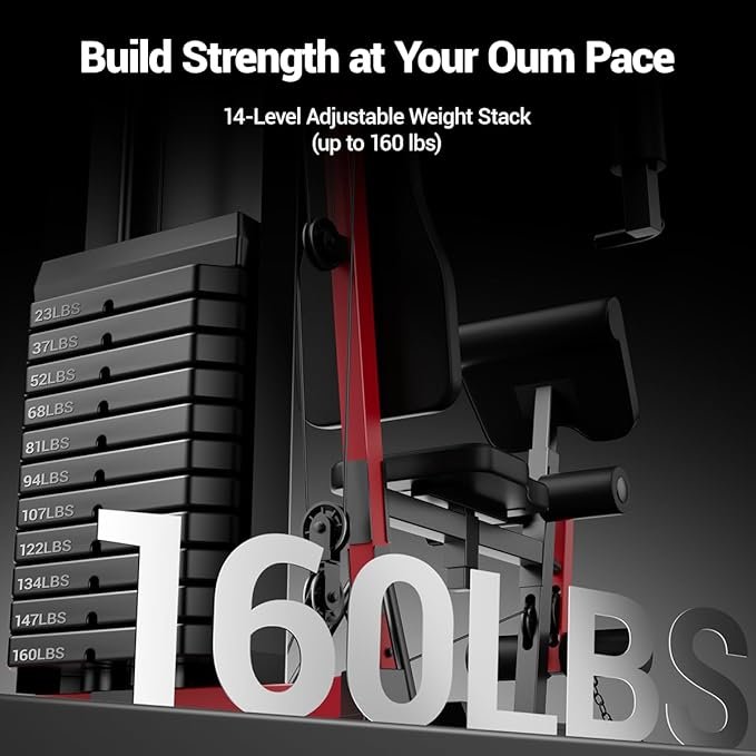 Home Gym System with 160LB Weight Stack, Multifunctional All-in-One Workout Station, Full Body Strength Training System - Image 2