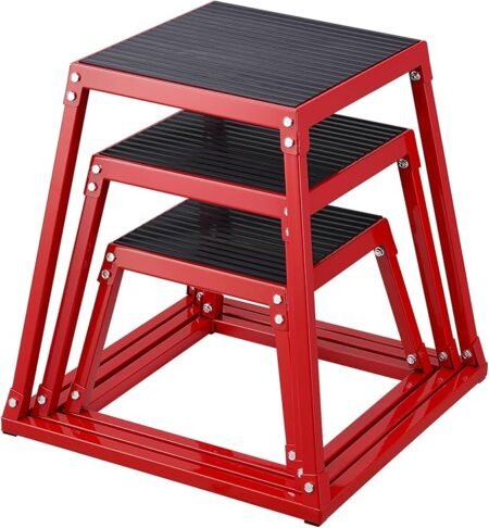 VEVOR Plyometric Jump Box, 18 Inch Plyo Box, Steel Plyometric Platform and Jumping Agility Box, Anti-Slip Fitness Exercise Step Up Box for Home Gym Training, Conditioning Strength Training