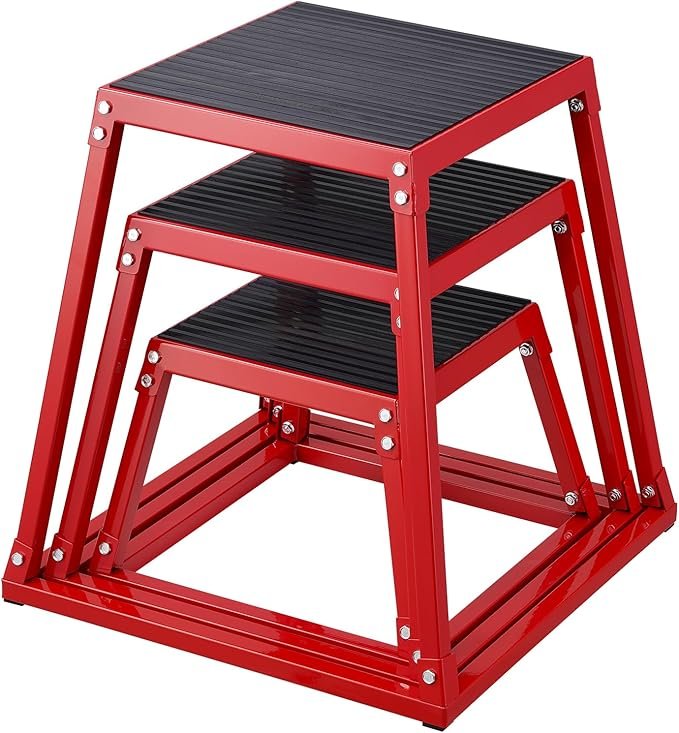 VEVOR Plyometric Jump Box, 18 Inch Plyo Box, Steel Plyometric Platform and Jumping Agility Box, Anti-Slip Fitness Exercise Step Up Box for Home Gym Training, Conditioning Strength Training