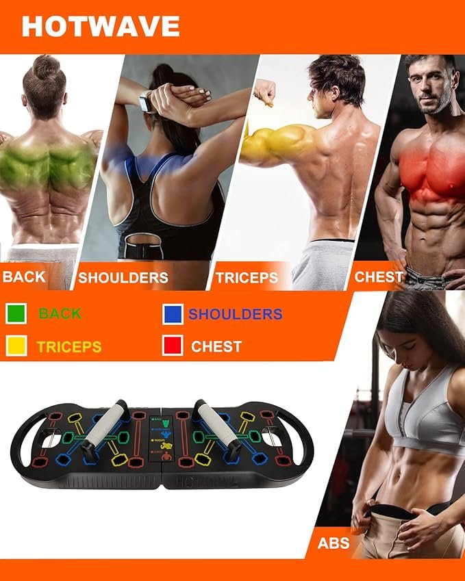 HOTWAVE Push Up Board Fitness, Portable Foldable 20 in 1 Push Up Bar at Home Gym, Pushup Handles for Floor. Professional Strength Training Equipment For Man and Women,Patent Pending - Image 5