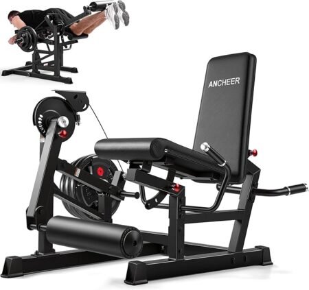 ANCHEER Leg Extension and Curl Machine, Adjustable Leg Curl Machine, Seated Leg Extension and Lying Curl Machine for Home Gym, Leg Workout Equipment with Cable System
