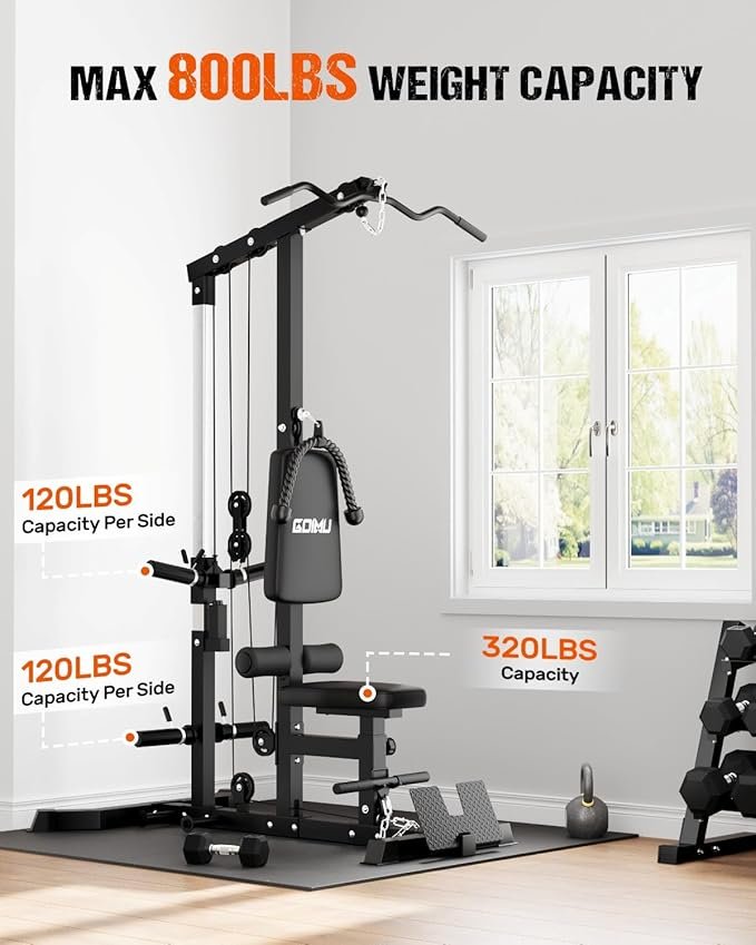 LS01 LAT Pulldown Machine, LAT Row Cable Machine with AB Crunch, LAT Tower with Cable Row Attachments, 3 in 1 Pulley Stations for Home Gym - Image 2