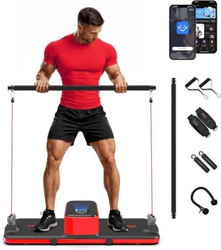 Smart Portable Home Gym Workout Strength Training Cable Machine, All in one Gym,Functional Full Body Fitness Equipment, 220LBS Resistance,Compact for Small Space, Travel & Home Exercise