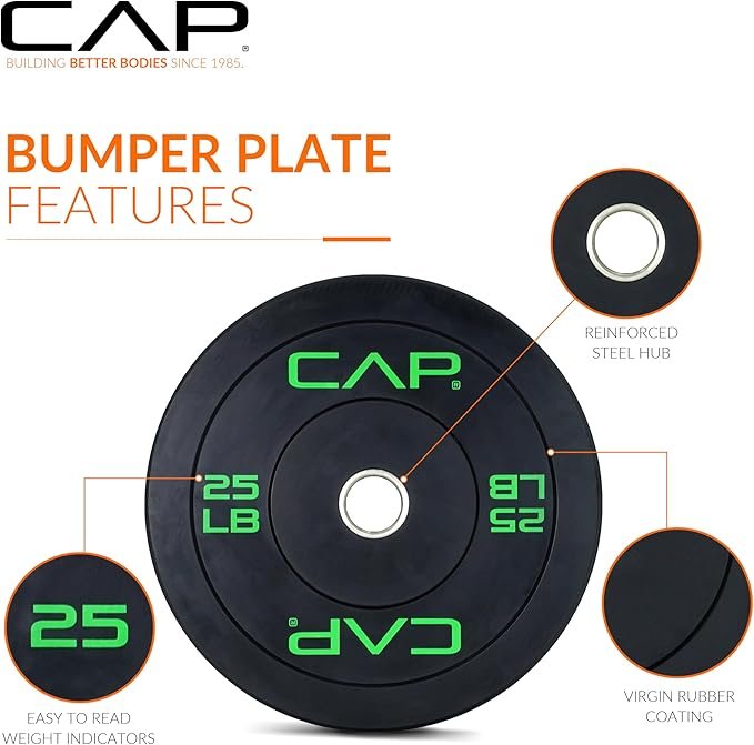 CAP 2-inch Olympic Bumper Plate Weight Set | 100-370 lbs | Multiple Colors | Storage Rack Optional - Image 5