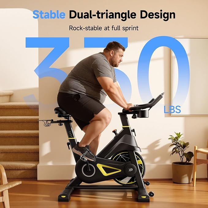 Exercise Bike, Adjustable Magnetic Resistance Stationary Bikes for Home Cardio with Exclusive App, Indoor Bike with 330lbs Weight Capacity Comfortable Seat, Tablet Mount and Fitness Courses - Image 4