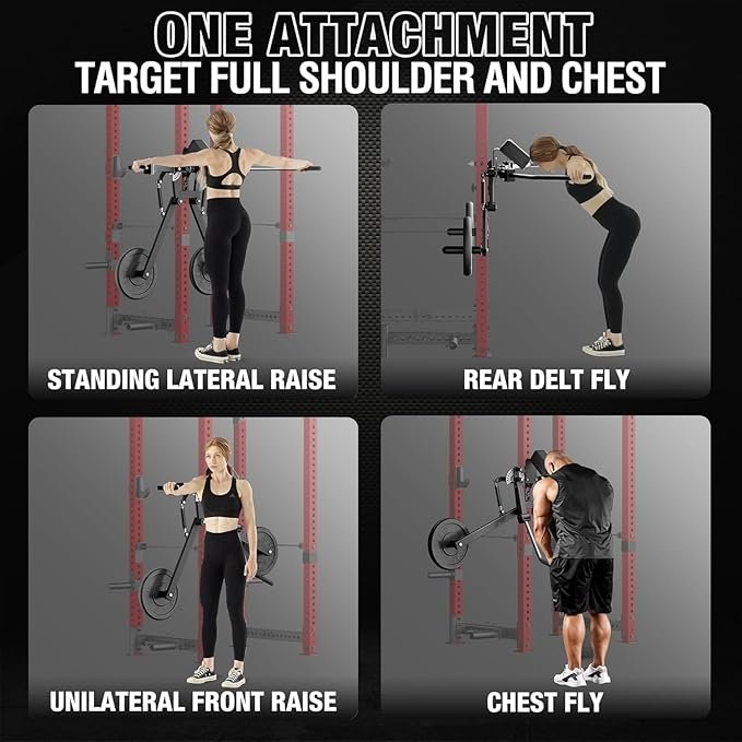 Mikolo Lateral Raise Attachment, Lateral Raise & Chest Fly Machine, Shoulder Press Machines for Chest & Shoulders, Power Rack Attachment with 1" Holes, Upper Body Workout Equipment for Home Gym - Image 5