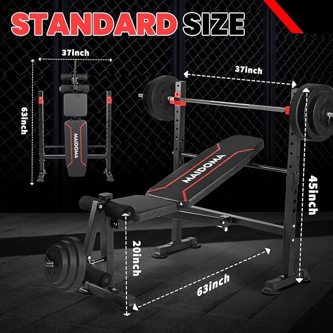 1500LBS 8 in 1 Weight Bench Set with Leg Extension/Curl and Preacher Curl, Bench Press Set and Barbell Rack with Safety Bar Catches, Foldable Workout Benches for Home(US Stock) - Image 4