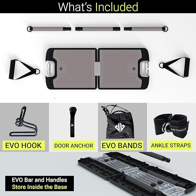 EVO Gym - Portable Home Gym Strength Training Equipment, at Home Gym | All in One Gym - Resistance Bands, Base Holds Gym Bar & Handles for Travel | Portable Gym & Home Exercise Equipment - Image 2