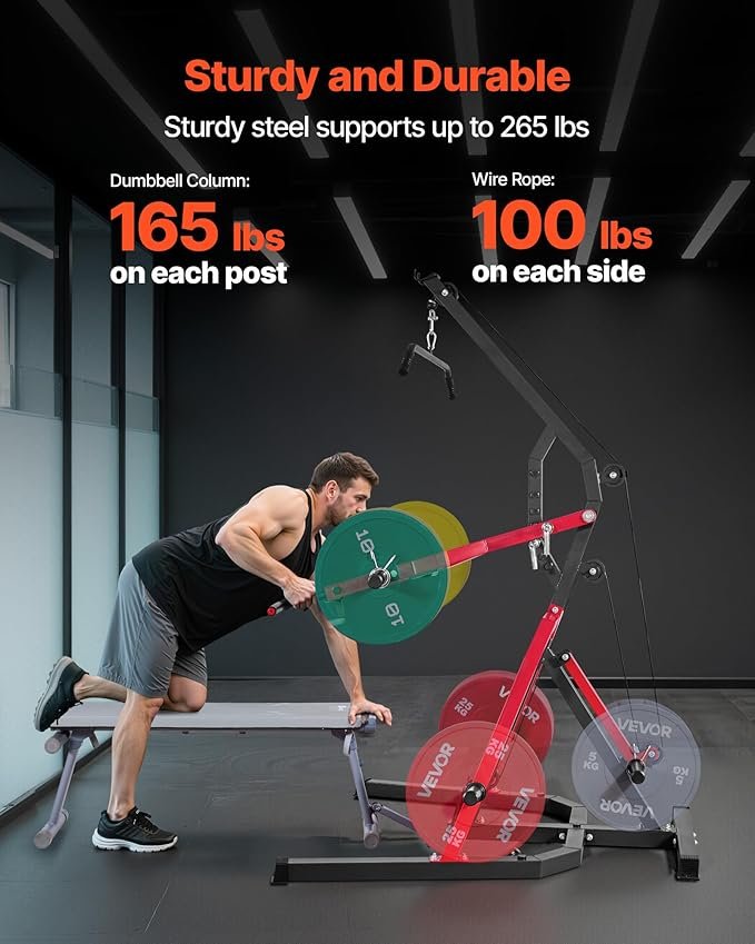 VEVOR Home Gym Equipment, Leverage Gym with 2:1 Ratio LAT Low Row System, Strength Training Machine for Squats Deadlifts Bench Press Bicep Curls, Home Gym Machine, Adjustable Full Body Workout Station - Image 4