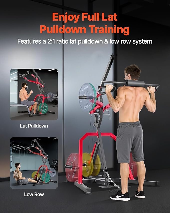 VEVOR Home Gym Equipment, Leverage Gym with 2:1 Ratio LAT Low Row System, Strength Training Machine for Squats Deadlifts Bench Press Bicep Curls, Home Gym Machine, Adjustable Full Body Workout Station - Image 5