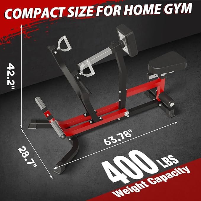 Seated Row Machine, Back Machine Gym Equipment Plate Loaded, Adjustable LAT Machine with Independent Arms & Multi Grip Positions, 400LBS Capacity - Image 2
