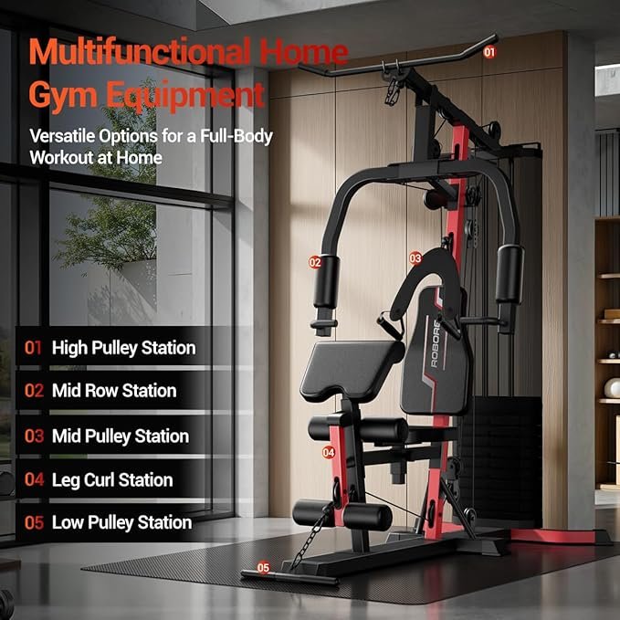 Home Gym System with 160LB Weight Stack, Multifunctional All-in-One Workout Station, Full Body Strength Training System - Image 5