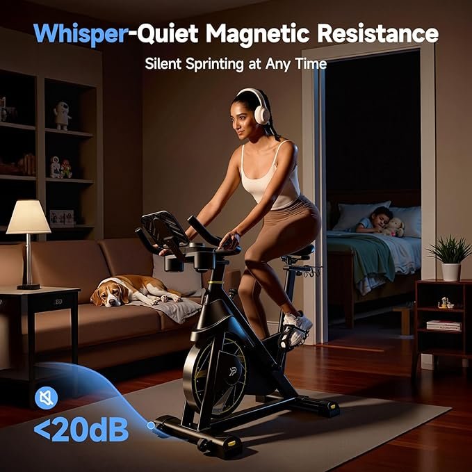 Exercise Bike, Adjustable Magnetic Resistance Stationary Bikes for Home Cardio with Exclusive App, Indoor Bike with 330lbs Weight Capacity Comfortable Seat, Tablet Mount and Fitness Courses - Image 2