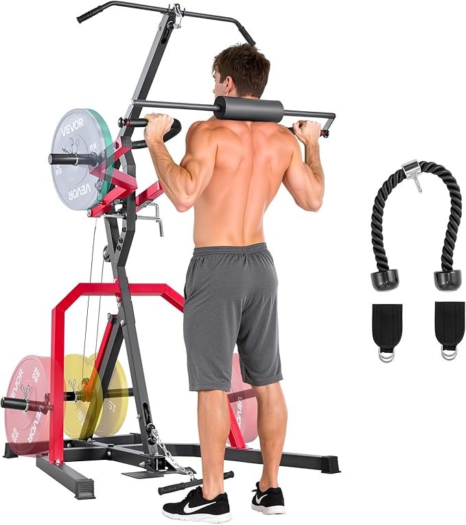 VEVOR Home Gym Equipment, Leverage Gym with 2:1 Ratio LAT Low Row System, Strength Training Machine for Squats Deadlifts Bench Press Bicep Curls, Home Gym Machine, Adjustable Full Body Workout Station